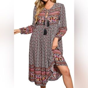 Black Floral Bohemian Maxi Dress Size Small